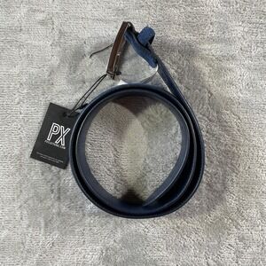 PX Clothing Belt Mens 34 Navy Blue Suede Leather Preppy Golf‎ Office Casual
